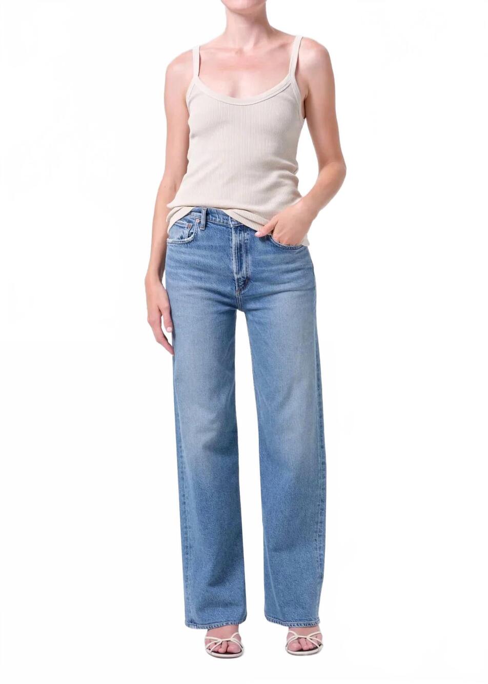 NEW AGOLDE women's ren wide leg jeans in measure